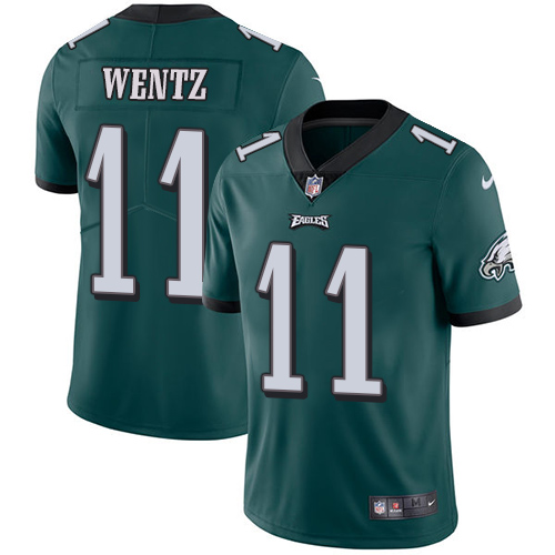 Nike Eagles #11 Carson Wentz Midnight Green Team Color Men's Stitched NFL Vapor Untouchable Limited Jersey - Click Image to Close